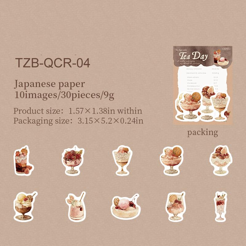 JIAWU Tea Drinking Day Series Vintage Coffee Cake Landscape Material Collage Scrapbooking Sticker Creative Journal Stationery