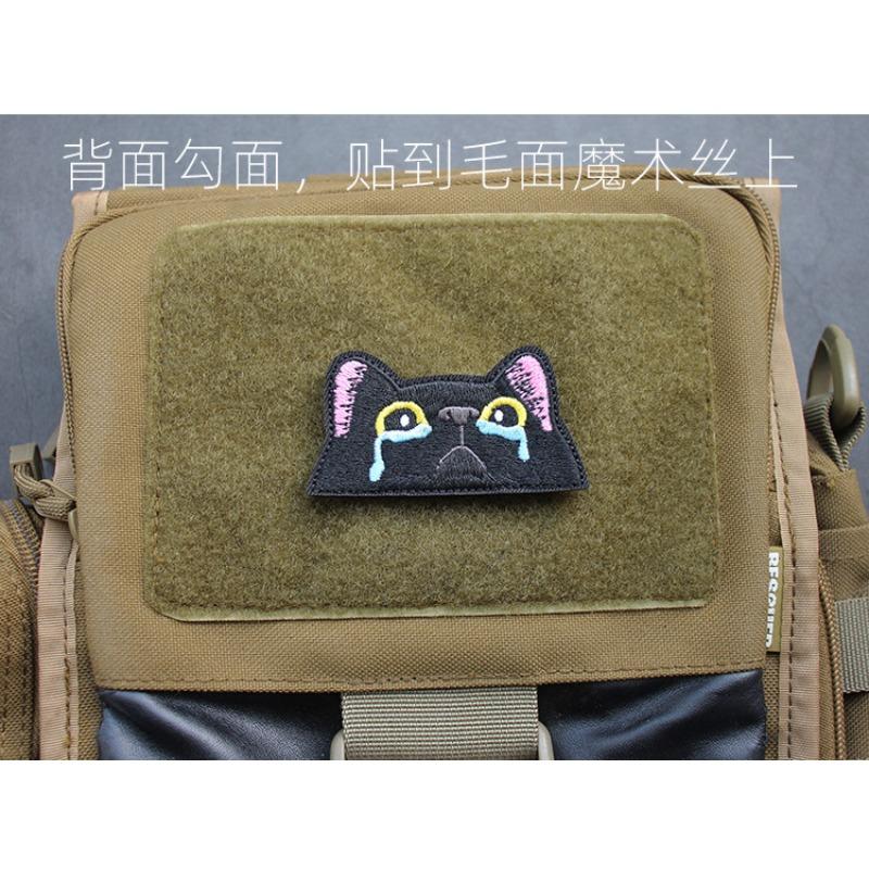 Black kitten cute creative full area embroidery Velcro tide badge morale badge armband pack patch badge
