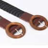 Wild Braided Wooden Buckle Waistband Ladies Dress Cummerbands Weave Waist Band Bohemian Wide Belt