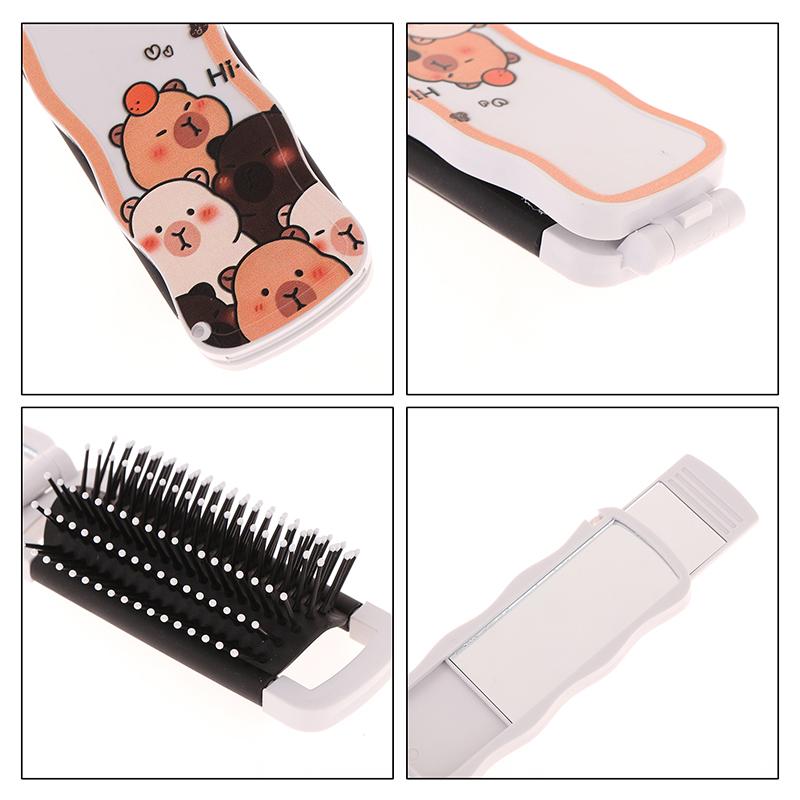 Мини-щетка для волос, складная массажная расческа, массаж головы, антистатическая портативная дорожная щетка для волос, расчески для волос для девочек с зеркалом