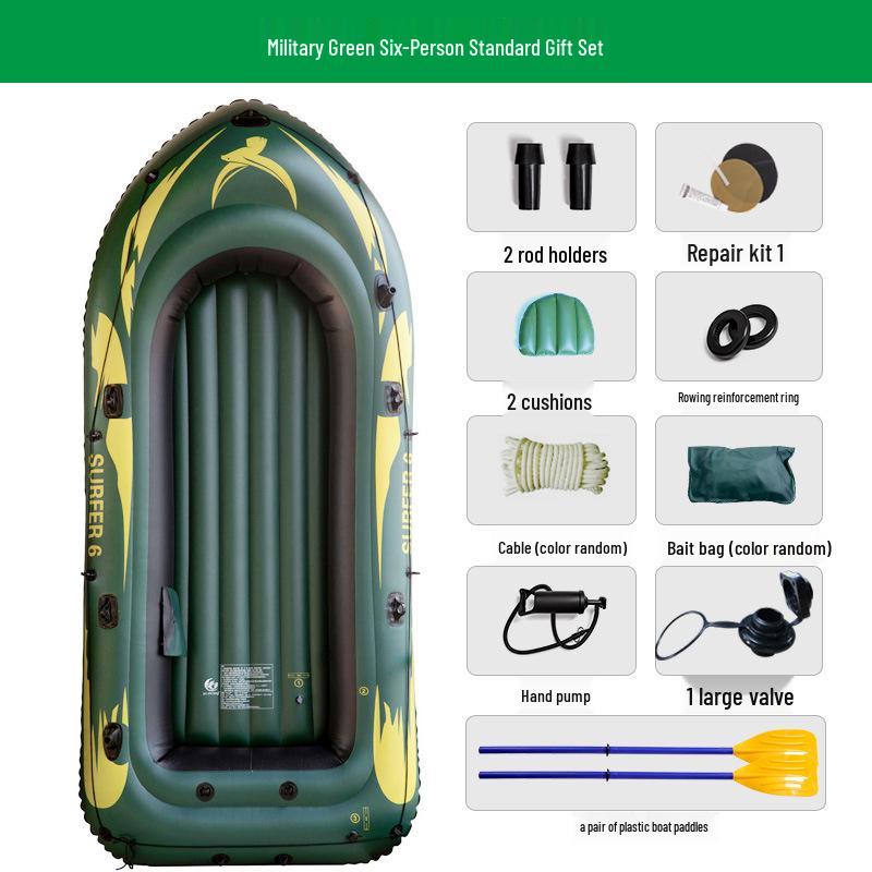 Inflatable Kayak Fishing Boat - Military Green Raft and Dinghy
