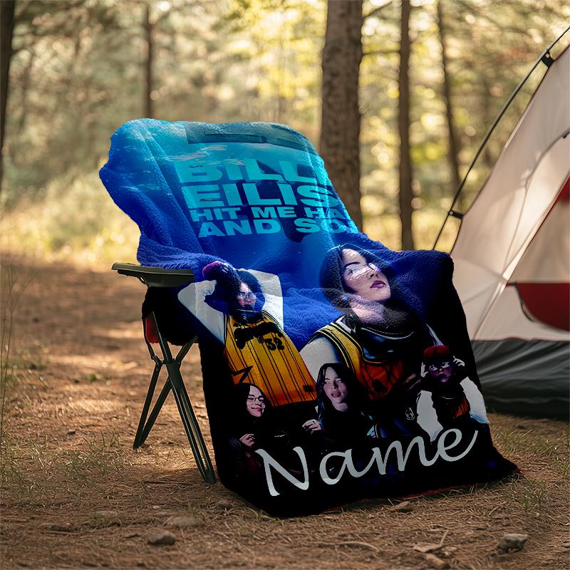 Personalized Custom Name Blanket - Billie Eilish Print Design,Blanket for Sofa,Bed,Travel,Camping - Soft and Warm, Great Gift