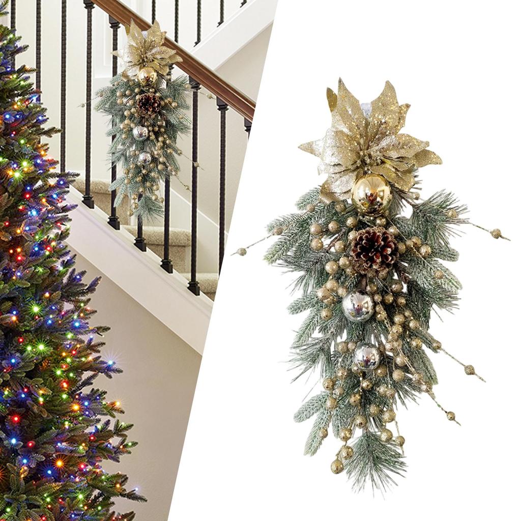 Christmas Teardrop Swag Creative Xmas Wreath for Stairway Window Festival