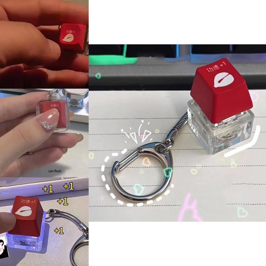 Dazzling Acrylic Illuminated Keychain With Electronic Muyu Keyboard Wholesale Available