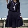 Navy Japanese Sailor School Uniform Set with Long and Short Skirt - Traditional Summer Style for Girls