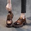 The First Layer of Cowhide Loafers Women's Spring and Autumn 2025 New Leather Muffin Thick-soled Lace-up Casual Women's Single Shoes