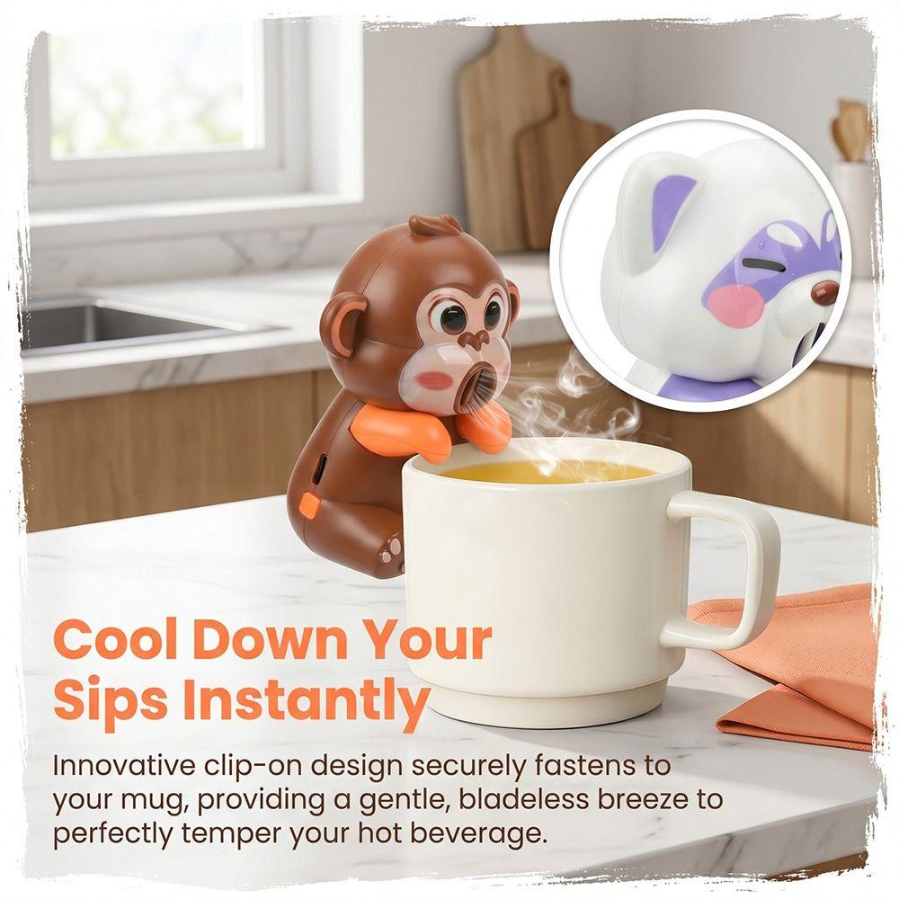3 Speed Adjustable Monkey Hanging Cup Fan Quiet Operation Clip On Design Portable Desktop Fan Can hang cup Cartoon Style