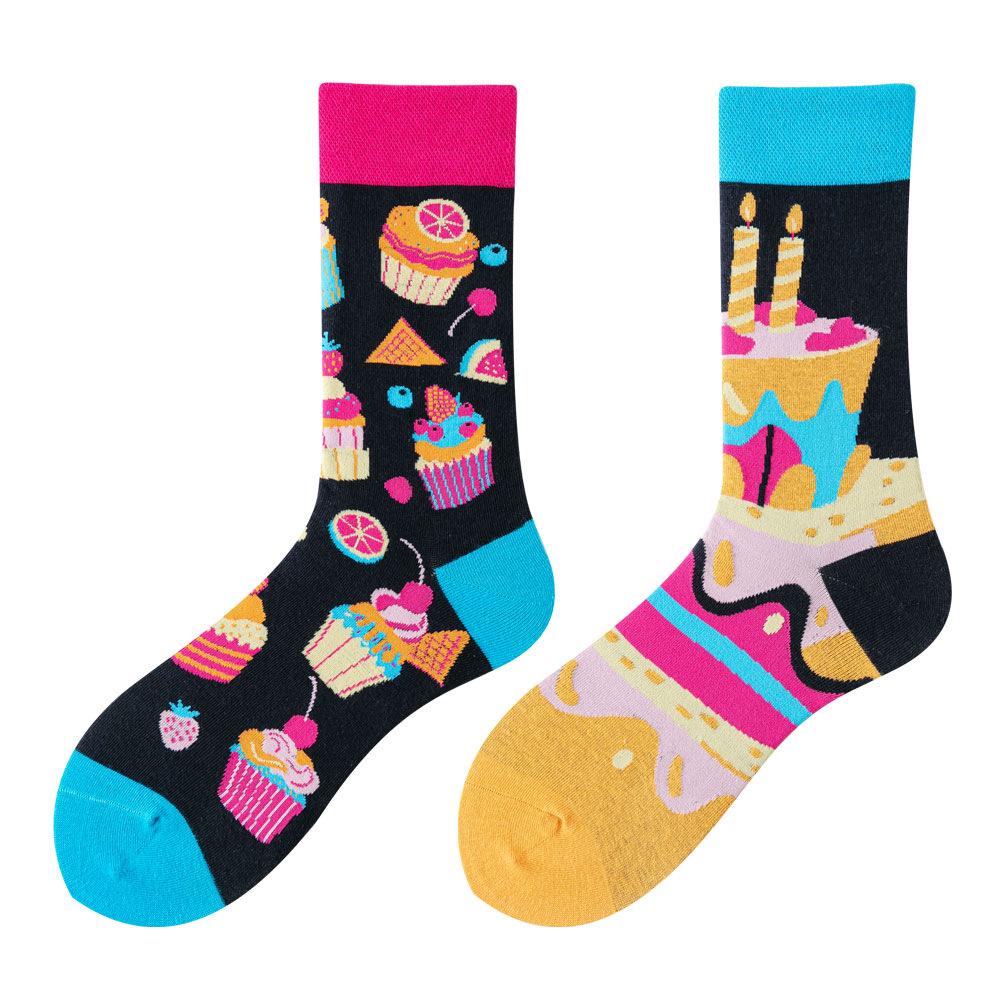 Asymmetric Colorful Christmas Cotton Socks for Couples