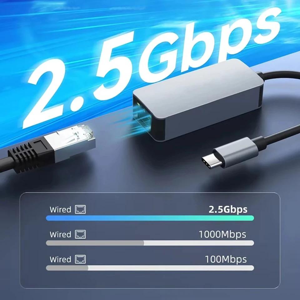 2500 Мбит/с USB 3,0 Type-C Ethernet к RJ45 2,5G USB2.0, проводной адаптер-конвертер, сетевой концентратор для Windows 8,1/10/11 для ПК, ноутбука
