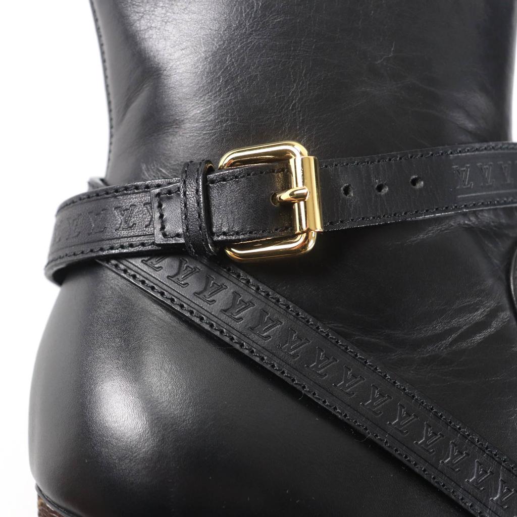Excellent LOUIS VUITTON Ankle boots Monogram belt design leather Women 37 Used