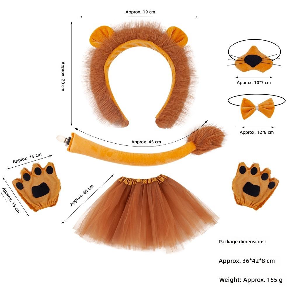 Halloween Children's Sweet Animal Headband Unisex Plastic Creative Props Zoo Lion Ear Headwear Set