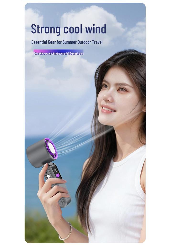 2026 Portable 199-Speed Handheld Fan with Ice Pack - Neck-Hanging and Desktop Charging