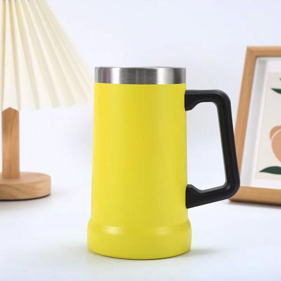 700ML Beer Stein Double Wall Insulation Stainless Steel Coffee Mug Thermal Tumbler for Hot Cold Drinks Big Grip Shatterproof Adventure Drinking Cup