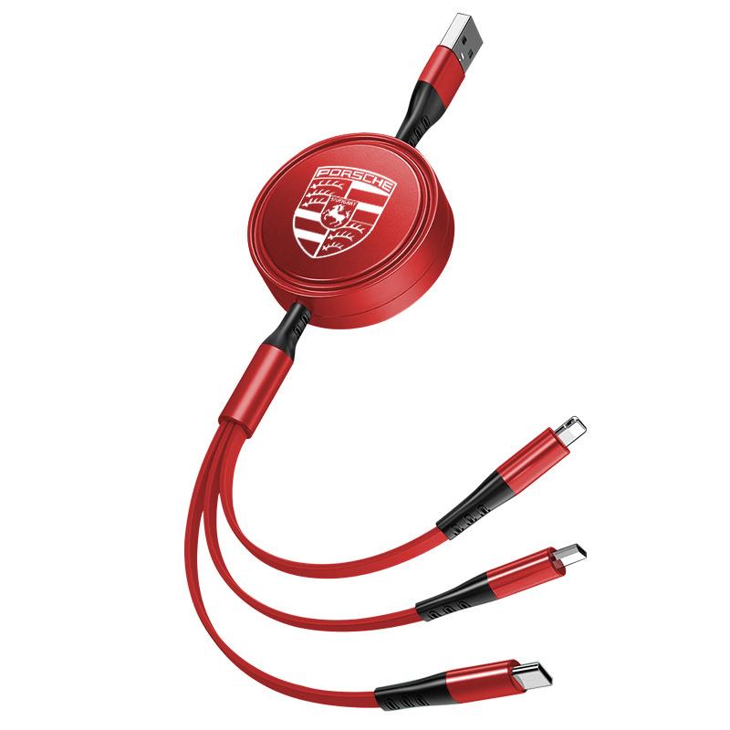 100 Вт USB на Type-C Micro Lightning 3-в-1 Быстрое зарядное устройство Зарядный кабель Для Porsche Cayenne Panamera Macan 911