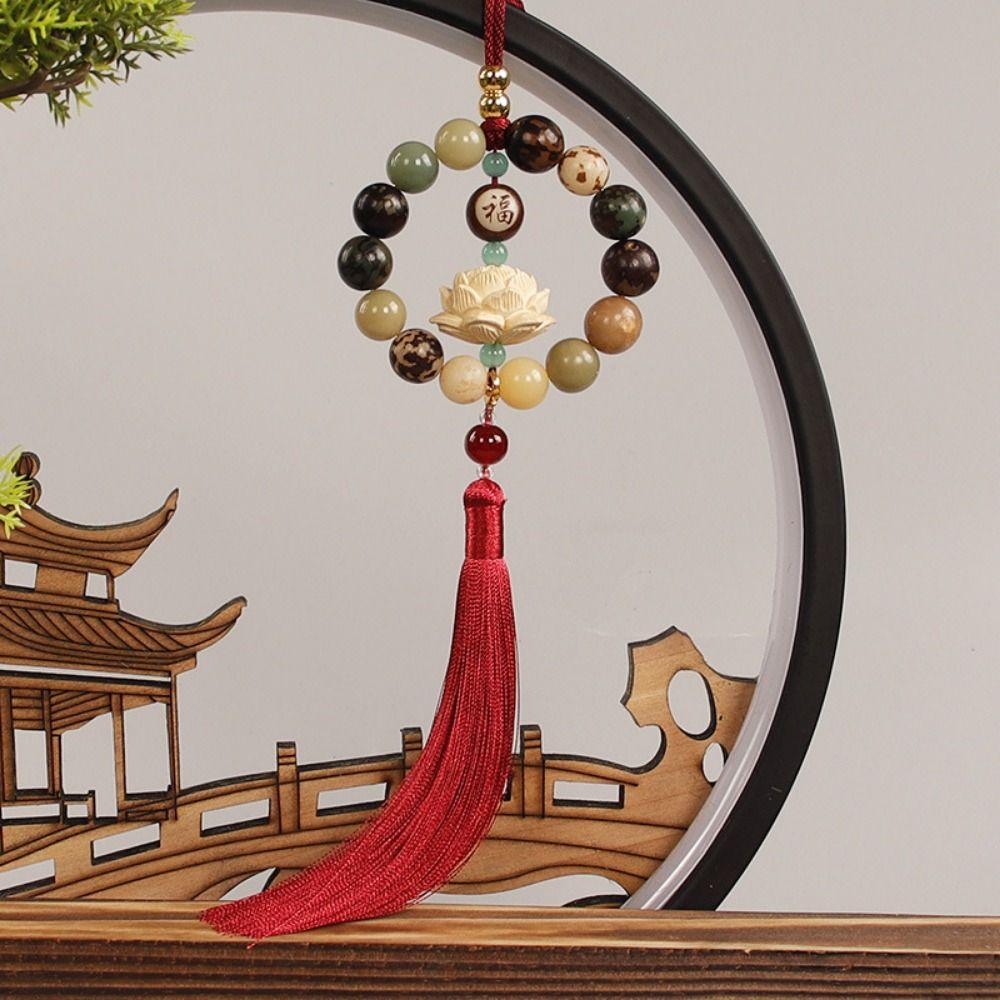 Классическое автомобильное зеркало заднего вида, подвеска Бодхи с кисточками, украшение для зеркала заднего вида, автомобильное зеркало заднего вида