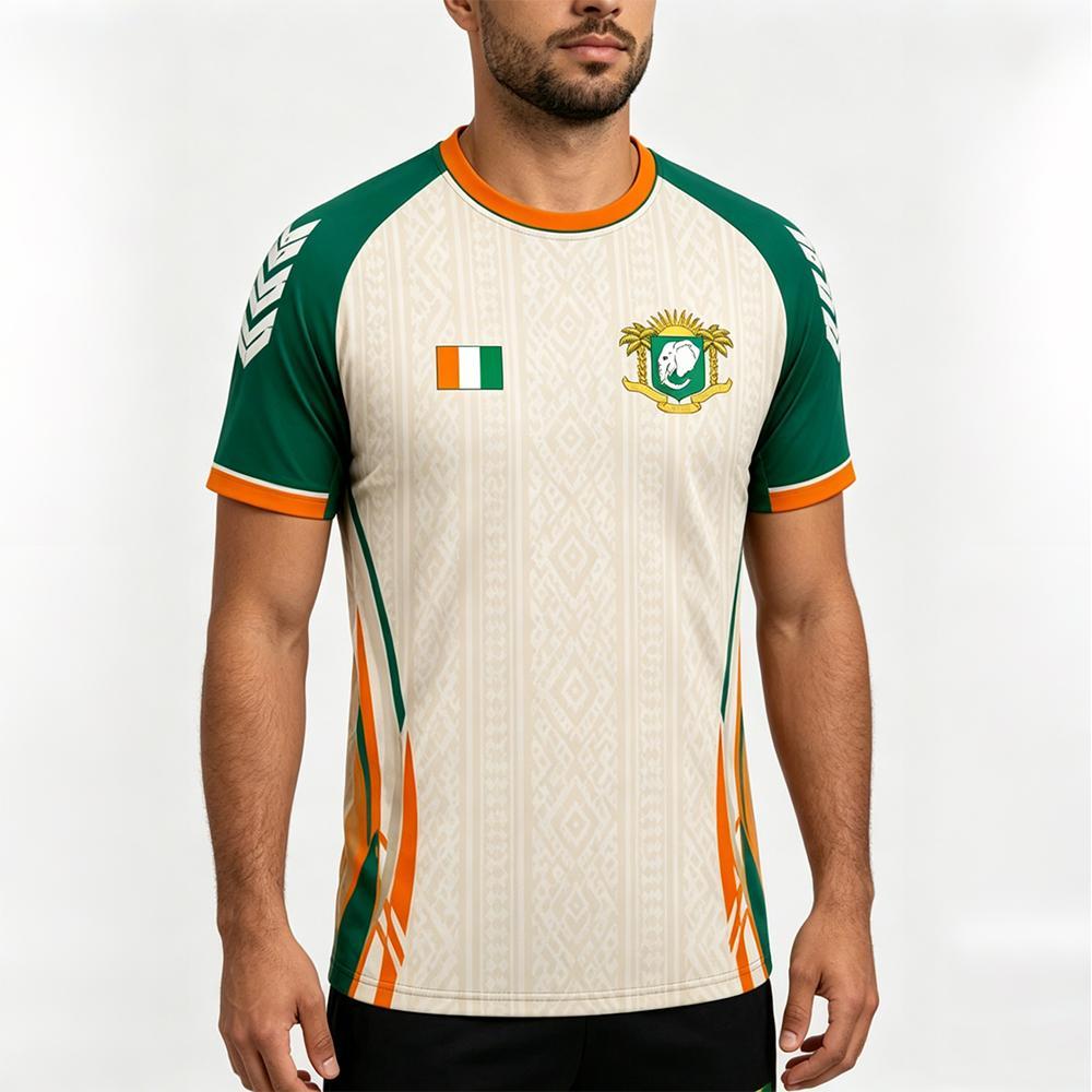 New Cote D'Ivoire Flag Print Jersey T-shirt Men's Sports Gym Quick-Drying Soccer Tee Unisex Casual O-neck Short-sleeved Tops