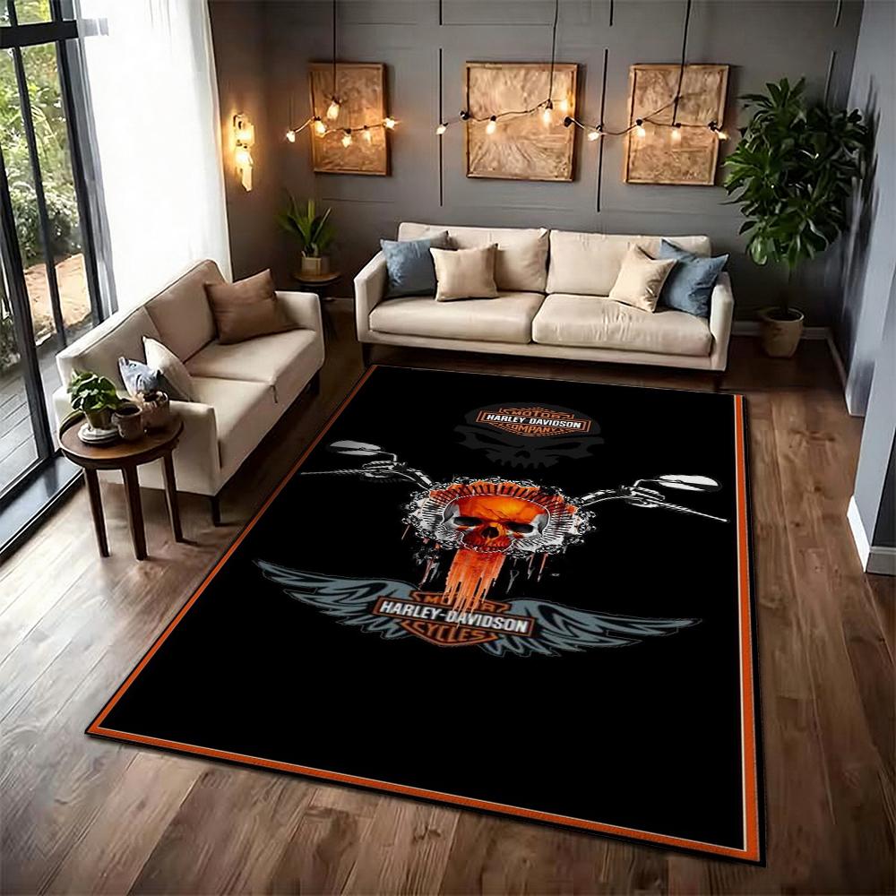 Harley Davidson Biker Flames Carpet Home Decor Doormat Art Room Christmas Gifts
