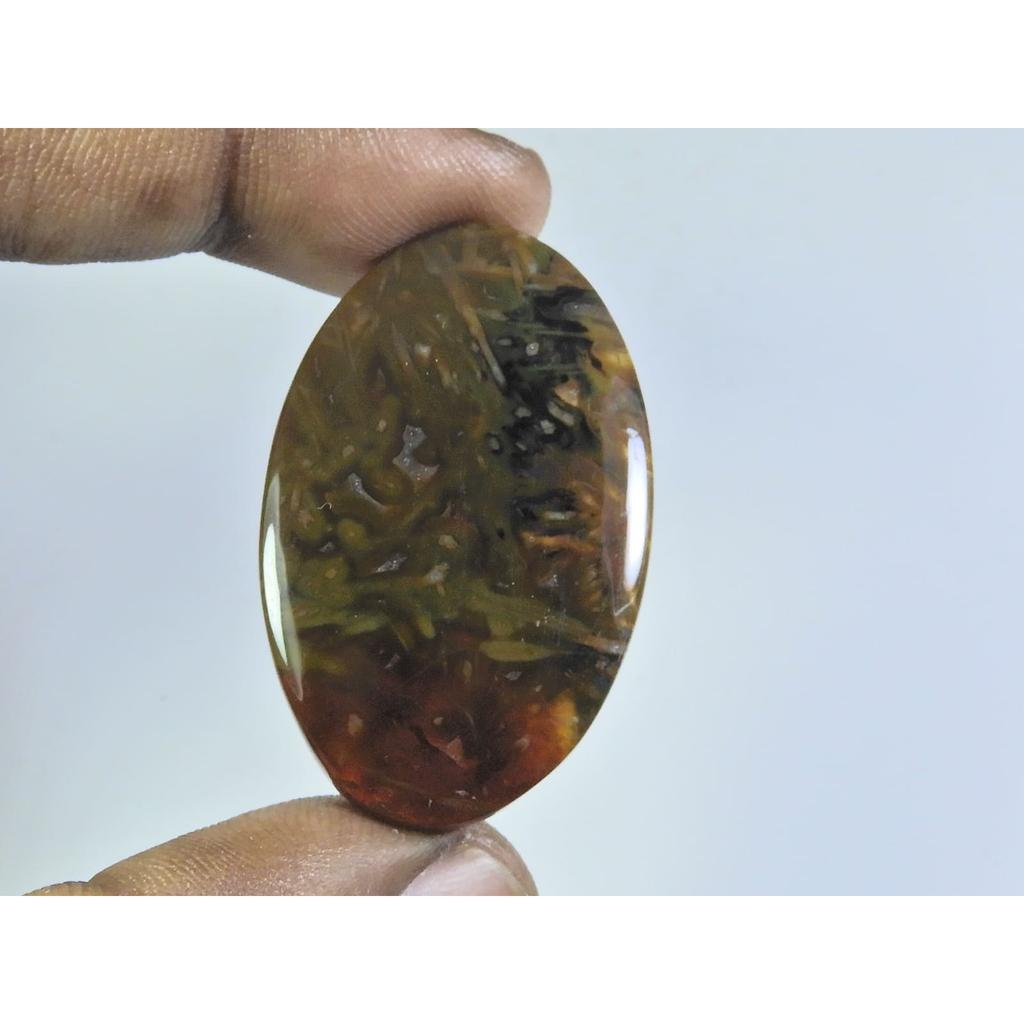 52Cts. Natural Tree Moss Agate Oval Cabochon Loose Gemstone 25X41X05MM D-158