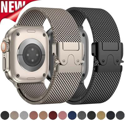 1 шт. ремешок Milanese Loop Apple Watch для Apple Watch S10 46 мм 42 мм Ultra 2 49 44 45 41 40 38 мм металлический ремешок для часов IWatch 10 9 6 5 SE 7 8 4 3 браслет