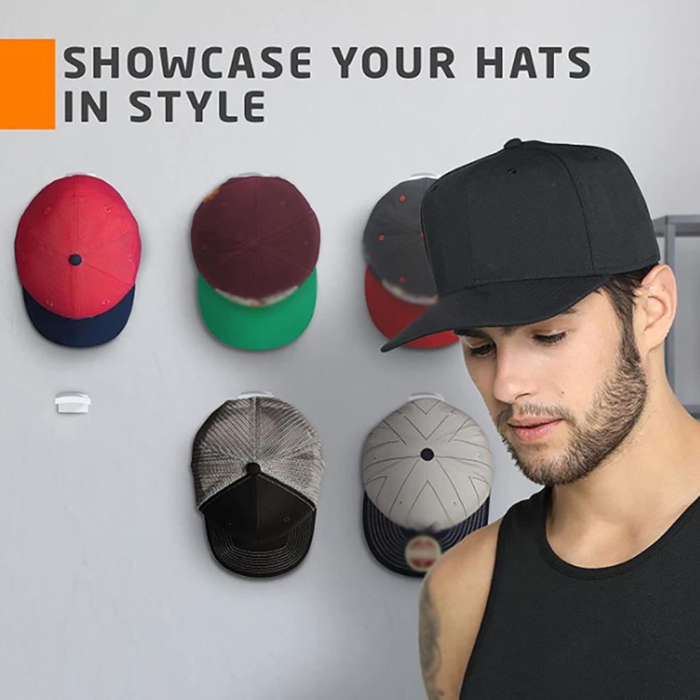 Упаковка из 10 держателей для бейсболок с предварительно просверленными отверстиями, самоклеящиеся, для шкафа, спальни, офиса, для хранения головных уборов, вешалка-крючок