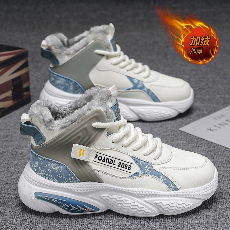 22 autumn and winter new high-top student sports platform dad trendy shoes velvet warm cotton shoes