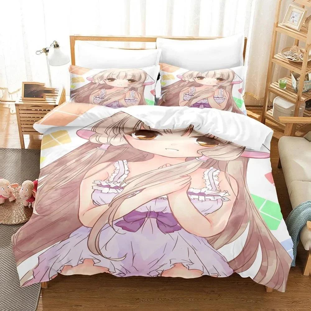 3D-печатный комплект постельного белья с аниме Chobits Chi для мальчиков и девочек, двуспальный, пододеяльник, наволочка, детская кровать, для взрослых, домашний текстиль