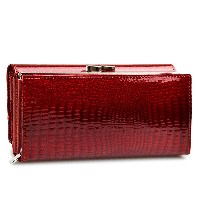 Женский кошелек из натуральной кожи, дизайн женской сумки из лакированной кожи, роскошная сумка, кошелек из воловьей кожи с крокодиловым узором