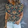 Женская футболка высокого качества, футболка с цветочным принтом в стиле ретро, ​​модная футболка с принтом, элегантная женская футболка с короткими рукавами
