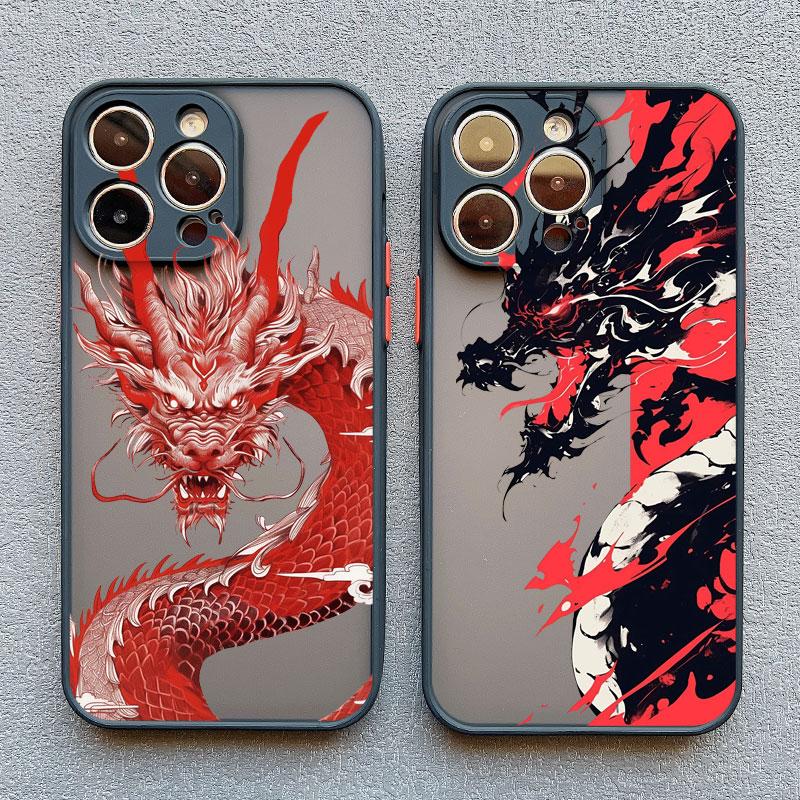 Роскошный модный чехол для телефона с восточным драконом для iPhone 11 12 13 Mini Pro Max 14 15 16 Pro Max Plus XR XS X 7 8 Plus Морская волна INS Чехол