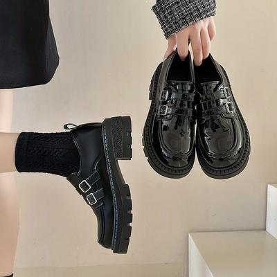 Толстые подошвы маленькие кожаные туфли женские Jk колледж черные одинарные туфли женские с юбкой Le Fu обувь модные женские летние дышащие туфли