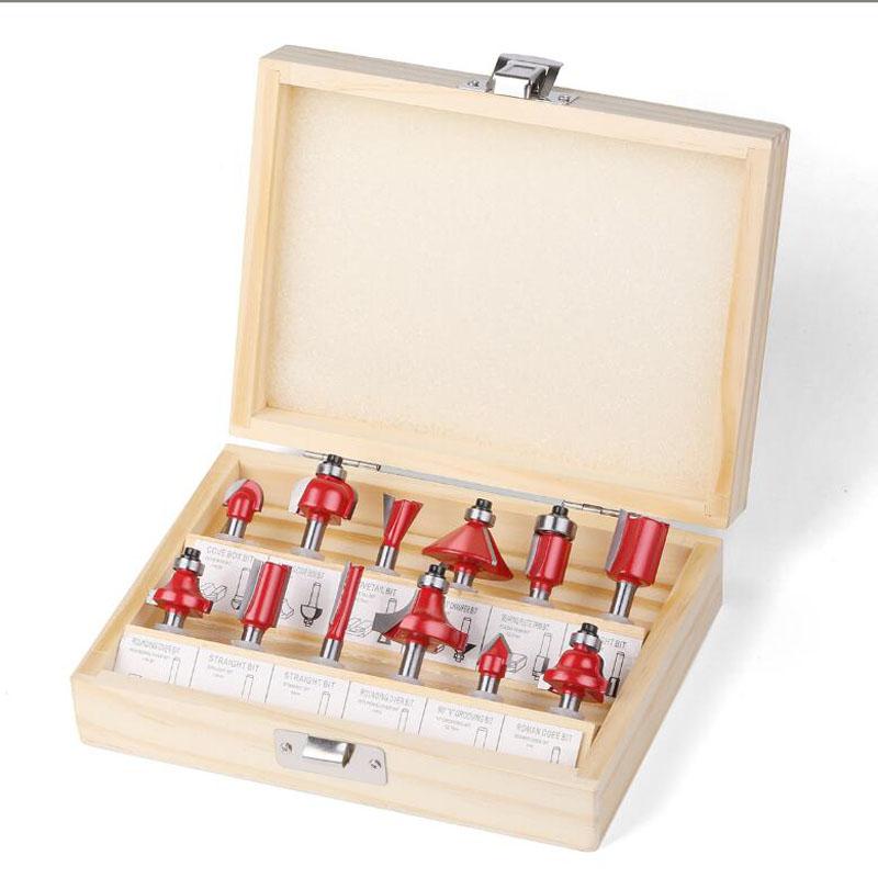 Набор прямых фрез с хвостовиком 1/4 дюйма для деревообработки, режущих фрез из карбида вольфрама