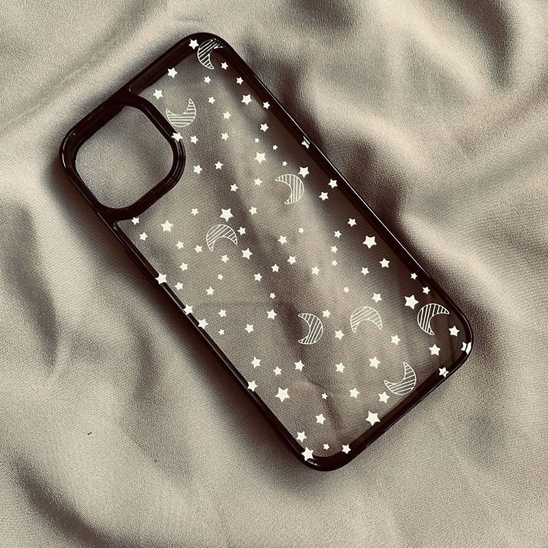 Starry Sky Half Moon Phone Case For iPhone 16 15 14 Pro 13 12 11 Max Plus 7 8 Plus XR X XS Shockproof Silicone Cover