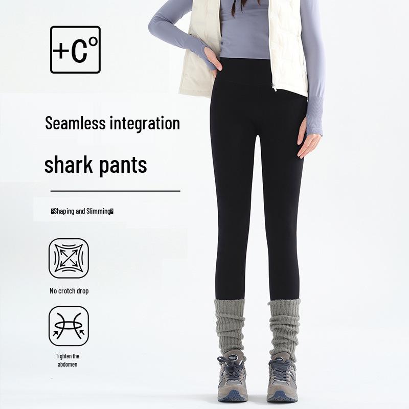 Женские бесшовные интегрированные shark-брюки с флисовой подкладкой: 2026 Утепленная, корректирующая фигуру верхняя одежда для осени/зимы