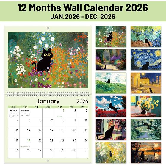 2026 Wall Calendar - 2026 Calendar 12 Month from Jan.2026 - Dec.2026,14.6" x 22.8" (Open), Vertical on Wall with Hanging Hole, Twin-Wire Binding -