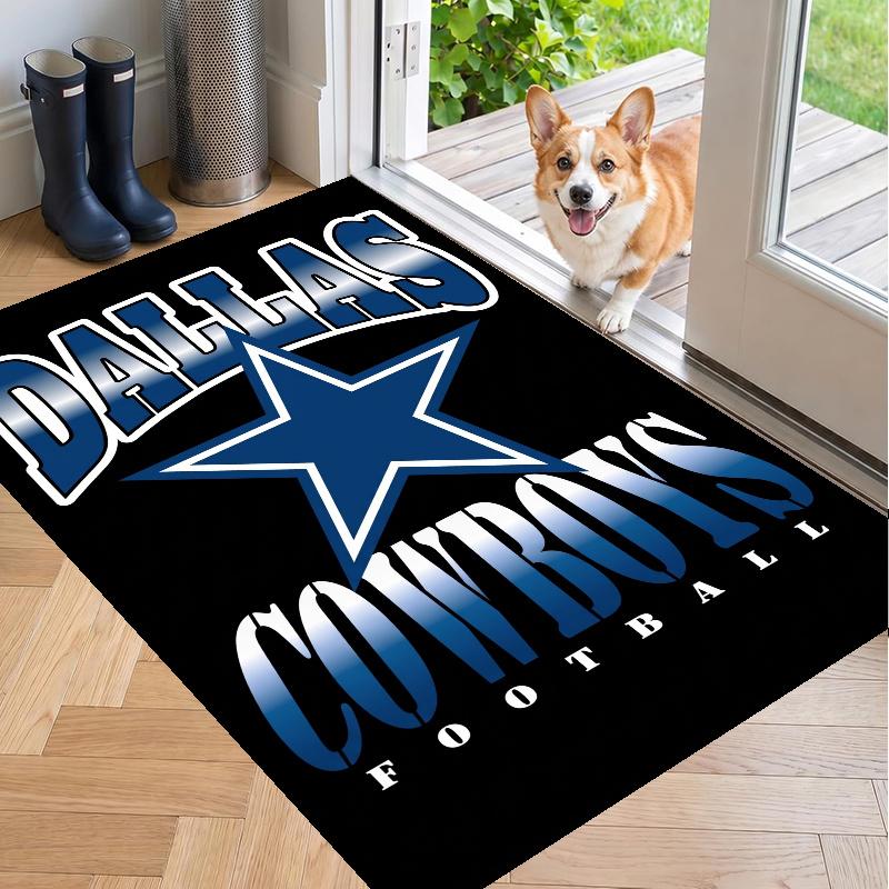 Crystal Velvet Rug with Dallas Cowboys Design, Soft Non-Slip Floor Mat for Living Room Bedroom Decor