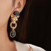 Crystal Vintage Earrings Women Ear Jewelry Rhinestone Stud Earrings Leopard Pendant Earrings  Gift