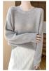 Women's 100% Wool Knit Sweater - Round Neck, Versatile Slimming Style, Cashmere Pullover, Cardigan Base Layer
