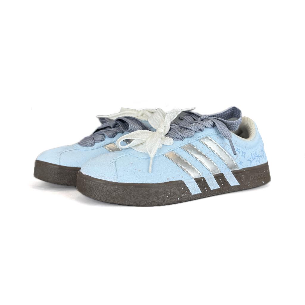 adidas VL COURT 2.0 Амортизация, Износостойкие Низкие Кеды для Скейтборда Унисекс Синий Серебристый HQ1802(Команда502-)