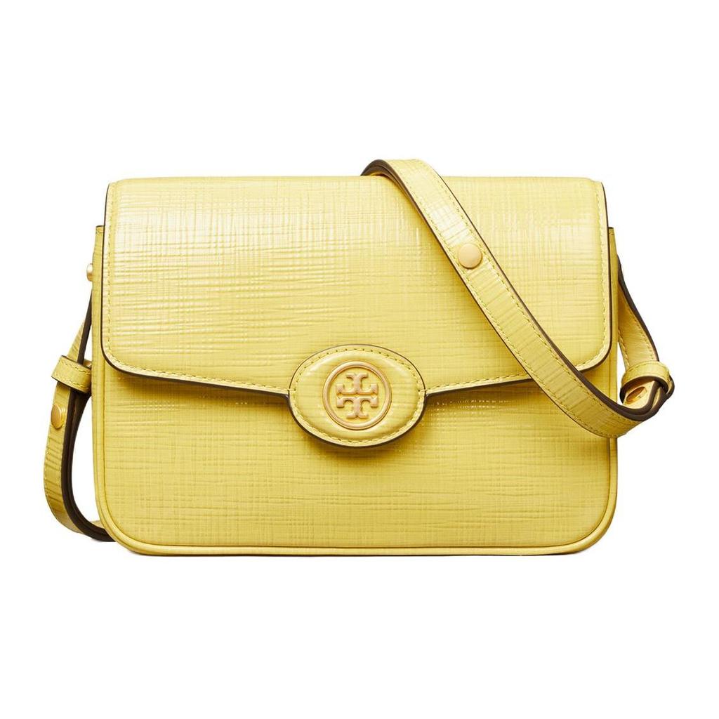 Tory Burch Robinson Twill Convertible Flap Leather Crossbody Shoulder Bag Women bags Yellow 154731-700