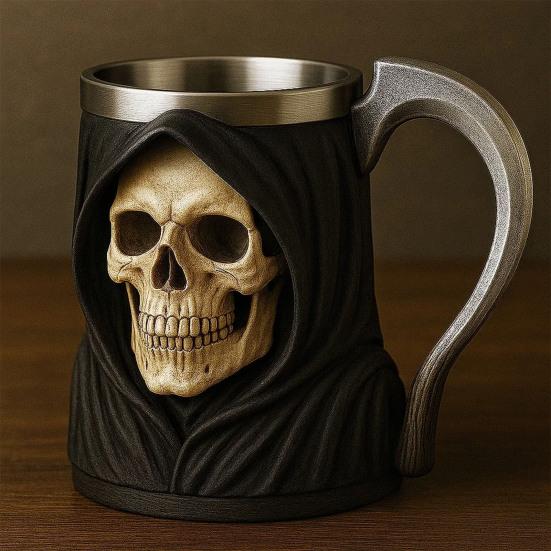Halloween Skeleton Mug Gothic Coffee Cup Resin Tea Cup Creative Drinking Glass for Kitchen Restaurant Party Outdoors