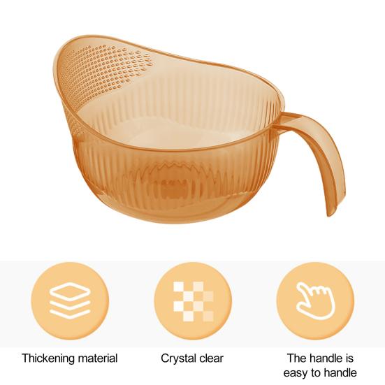 Многофункциональная сливная корзина с ручкой. Толстая, стабильная, полая, прозрачная, большая вместимость. Прозрачная миска для мытья фруктов и овощей. Кухонная дренажная корзина.