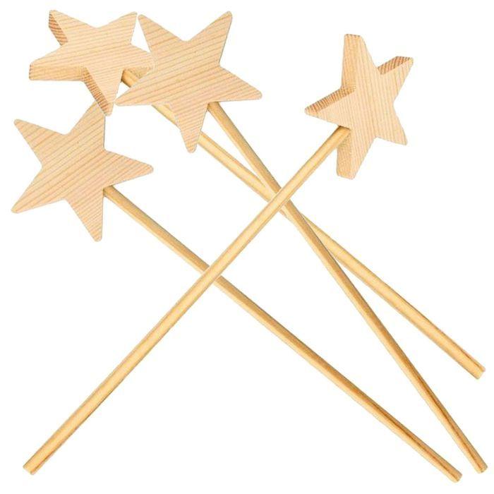 4 Wooden Magic Wands 23 Cm