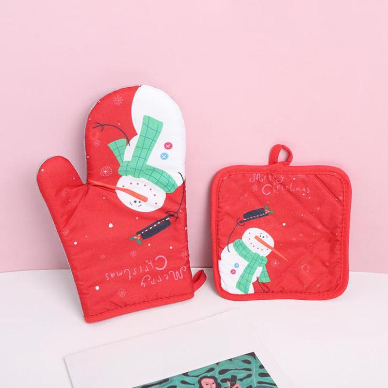 Рождественские прихватки Санта-Клаус Снеговик Колокольчик Узор Изолированные Перчатки Декоративный Подарок Дом Кухня Рождественское Украшение