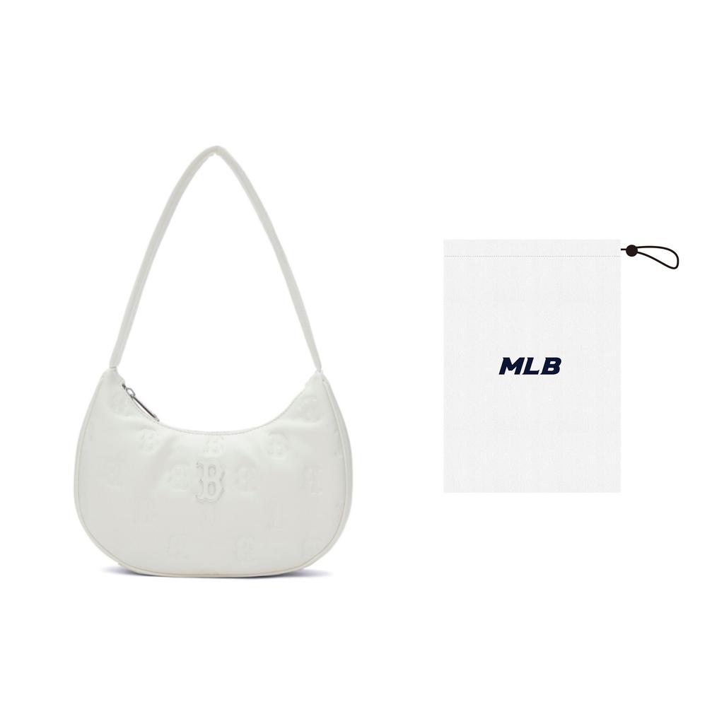 MLB 24FW Boston Red Sox Vintage Casual Zipper Commuter Simple Faux Leather Tote Shoulder Bag Unisex bags Deep-Cream 3ABQS024N-43CRD