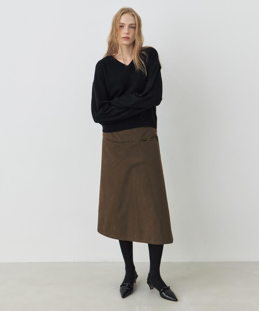 City Breeze Frame Wrap Skirt_Brown