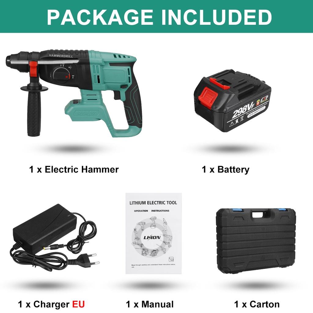 Бесщеточная роторная дрель-перфоратор Аккумуляторный электрический молоток Ударная дрель для аккумулятора 18 В