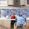 10pcs  Dream Blue Wall Tile Sticker Kitchen Backsplash Oil-proof Bathroom Waterproof Home Decor Wall Decals Peel Stick Art Mural