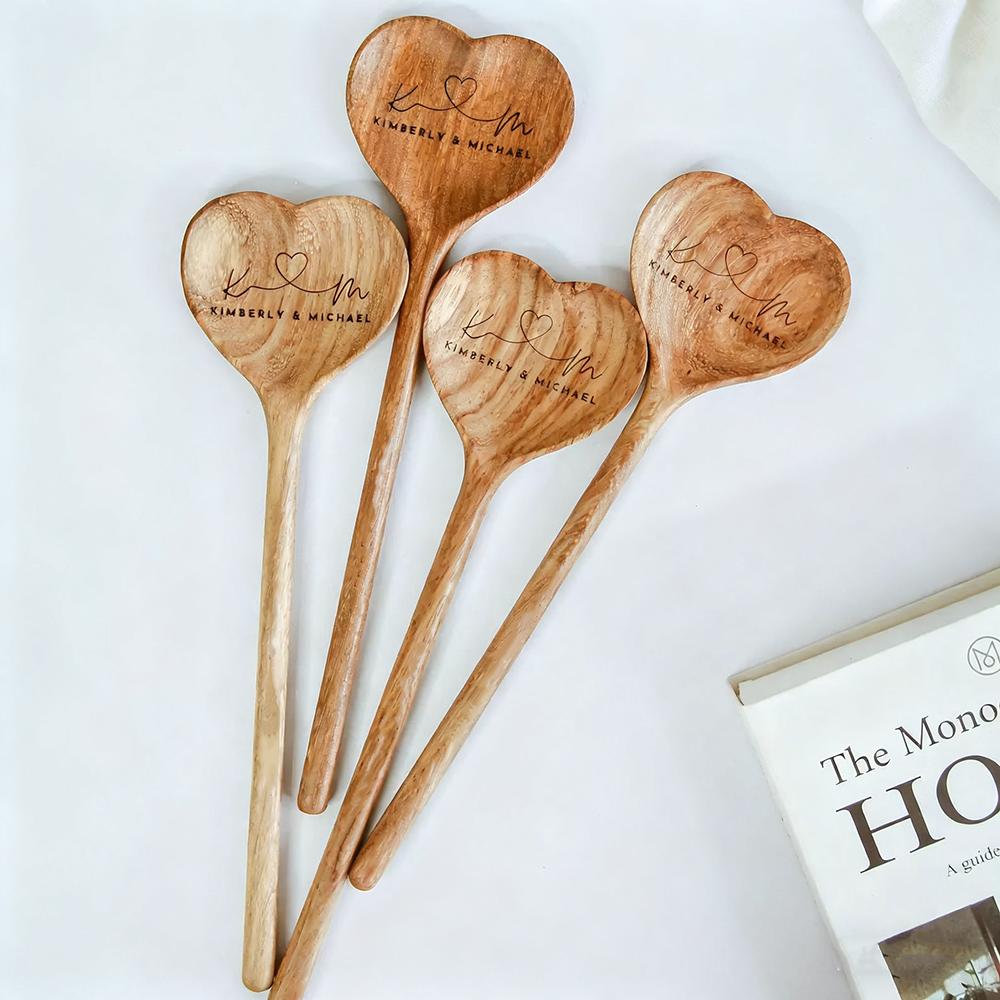 Personalized Heart Wooden Spoon Bridal Shower Wedding Favors for Guests Thank You Gift Bachelorette Party Favor Cooking Supplies