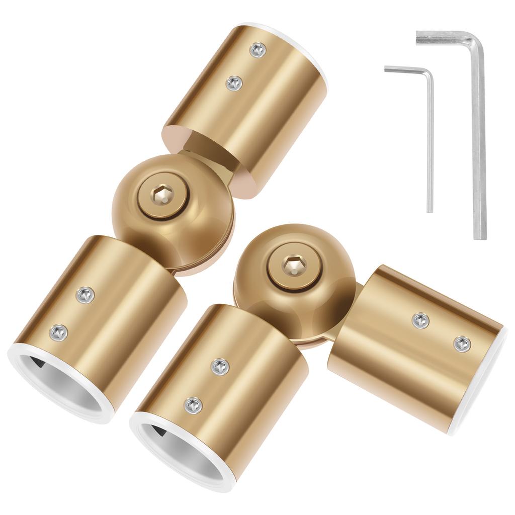 2Pcs Curtain Rod Corner Connector 90°to180° Adjustable Angle Hinged Elbow Curtain Rod Connector for 1inch Bay Window Curtain Rod