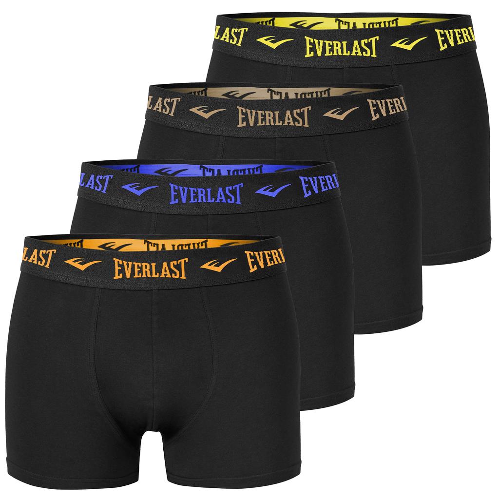 EVERLAST Men's Boxers 4 Pieces Cotton Underwear Black Color Logo